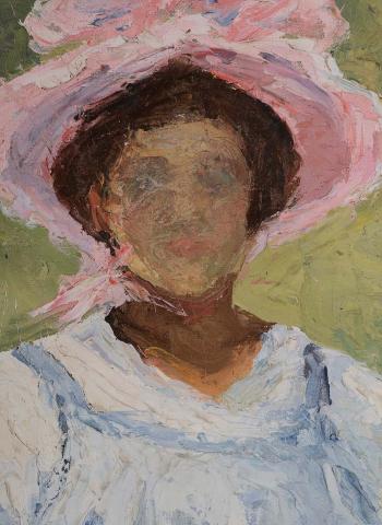 Young Lady in a Pink Hat by 
																			Adelaide Mahan