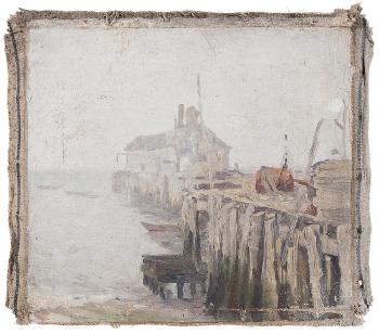 Dock at Gloucester Harbor by 
																			Adelaide Mahan