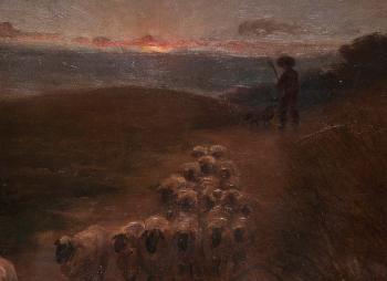 Shepherd at Sunset by 
																			Frederick James Hackman