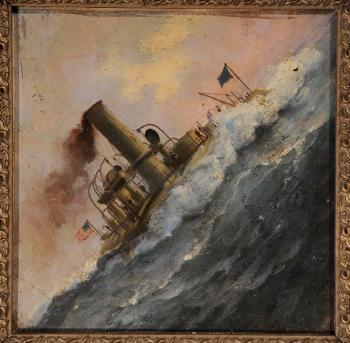 Three ships of the Spanish-American War: U.S. Cruiser Columbia, U.S. Torpedo Boat Cushing, and U.S. Ram Katahdin by 
																			Fred Pansing