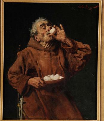 Monk Enjoying an Egg by 
																			Arnaldo Tamburini
