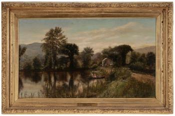 Fishing on Twin Lake, Litchfield Co., Conn. by 
																			John Donaghy