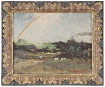 Rainbow over a mountain ridge by 
																			Elliott Daingerfield