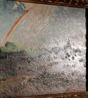 Rainbow over a mountain ridge by 
																			Elliott Daingerfield