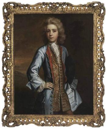 Portrait of a Boy in Blue Coat and Brocade Waistcoat by 
																			Amedee van Loo