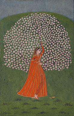 A Maiden Before a Blossoming Tree by 
																	 Garhwal School