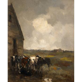 Cows in a landscape, storm clearing by 
																	Frans Langeveld