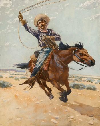 Cowboy Roping by 
																	Fernand Harvey Lungren