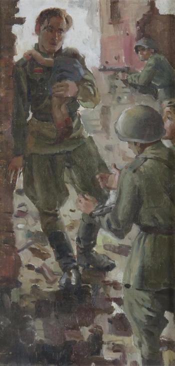 Russian soldiers at Stalingrad by 
																	Mikhail Ryasnyanski