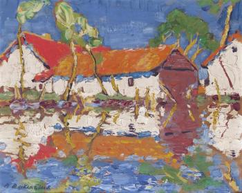 Cottages on the water by 
																	Arthur Baker-Clack