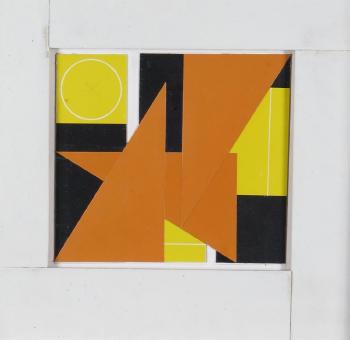 Collage composition in yellow and black by 
																	George Dannatt