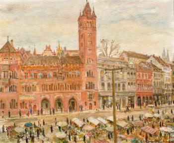 Marktplatz in Basel mit Rathaus by 
																	Irene Zurkinden