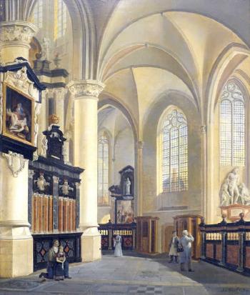Intérieur de l'église Saint Jacques à Anvers by 
																			Josephus Christianus Nicolie