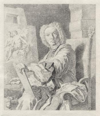 Bildnis des Künstlers Francesco Solimena vor der Staffelei by 
																	Giovanni Domenico Campiglia