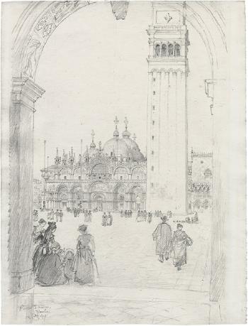 Der Markusplatz mit Blick auf die Basilika und den Campanile by 
																	Axel Herman Haig