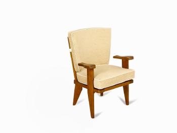 Pair of Oak Armchairs by 
																			 Guillerme et Chambron