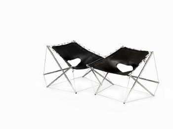 Pair of Zig-Zag Lounge Chairs by 
																			Jacques Henri Varichon