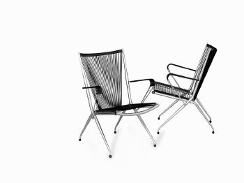 Pair of Folding Chrome Armchairs by 
																			Andre Monpoix