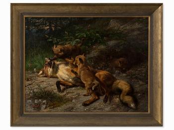Playing Foxes by 
																			Johann Baptist Zwecker
