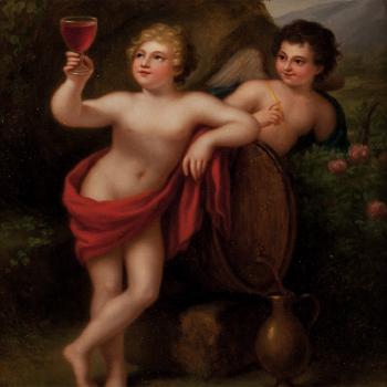 Cupid and Bacchus by 
																			Traugott Leberecht Pochmann