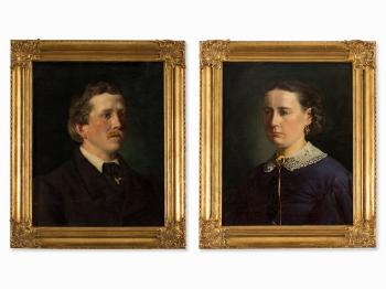 Pair of Biedermeier Portraits by 
																			Carl Friedrich Plambeck