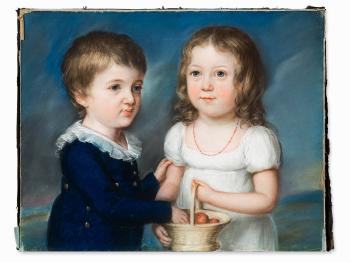 A siblings portrait by 
																			Joseph Darbes