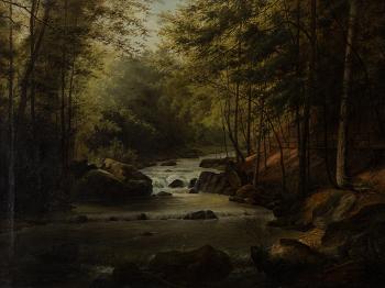 Forest landscape with river by 
																			Josef Langl