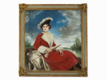 Lady in red riding dress by 
																			Adolf Pirsch
