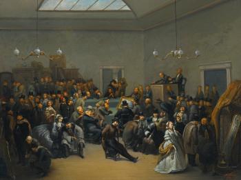 An Auction At Puttick And Simpson by 
																	F Virnoldes