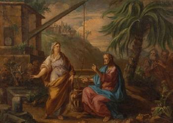 Le Christ et La Samaritaine au Puits by 
																			Bernard Joseph Wamps
