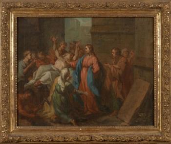 Le guérison du paralytique; Le Christ chassant les démons du coprs d'un homme by 
																			Bernard Joseph Wamps