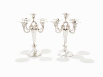 Pair Sterling  5-Light Candelabras by 
																			 H J Wilm
