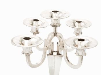 Pair Sterling  5-Light Candelabras by 
																			 H J Wilm