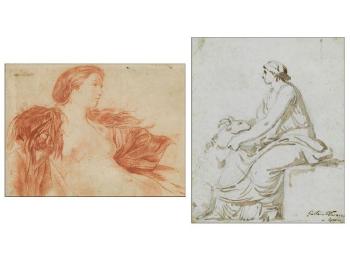 Antike Gestalt mit Ziegenbock; Damenaktes des 18 Jh. by 
																	Jean Gustave Taraval