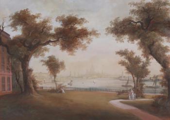 View over the Thames with St. Paul's beyond by 
																	John Claude Nattes