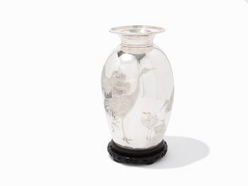 Large Silver Vase with Original Box by 
																			Ogawa Eiho