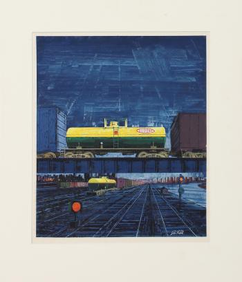 DuPont Train Yard Night Scene by 
																			Joseph Rakowsky