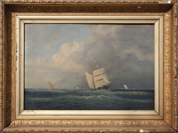 Sailing Ships in a Vast Maritime Scene by 
																			Franklin Stanwood