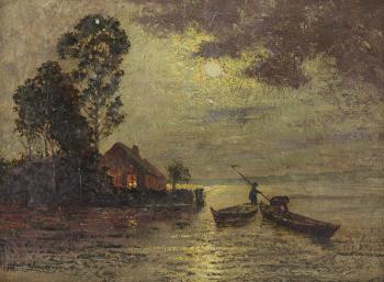 Moonlit Fishing Scene by 
																			Ernst Hugo Lorenz-Murowana