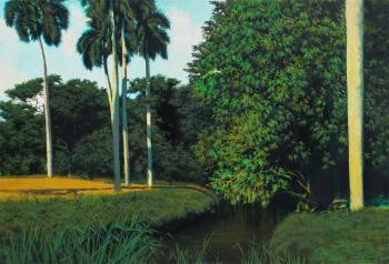 Lush Tropical Landscape with Palms by 
																			Ariel Cabrerra