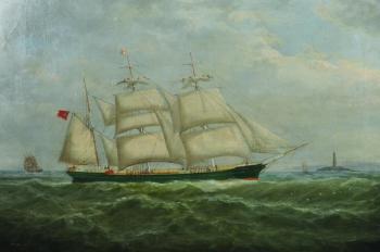 Barque Eleanor of Maryport, passing the Tusker lighthouse, Wm Graves Master by 
																			William Mitchell of Maryport