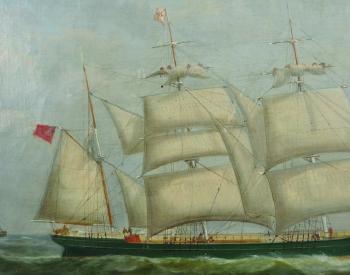 Barque Eleanor of Maryport, passing the Tusker lighthouse, Wm Graves Master by 
																			William Mitchell of Maryport