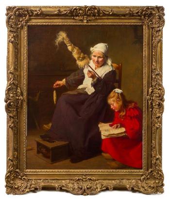 Reading to Grandmother by 
																	Andre Crochepierre