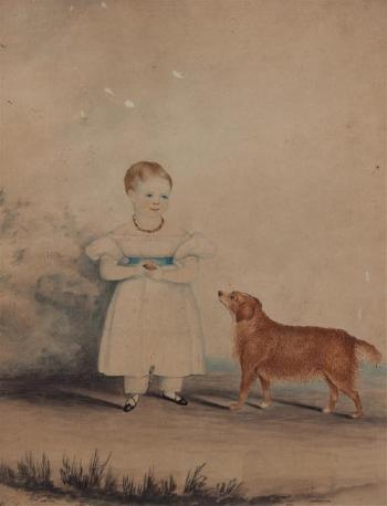 A Girl and her Dog by 
																	John Vine of Colchester