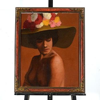 Woman with a hat by 
																			Joseph Raskin
