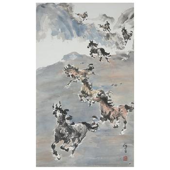 Galloping Horses by 
																			 Ye Zuibai