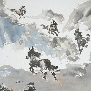 Galloping Horses by 
																			 Ye Zuibai
