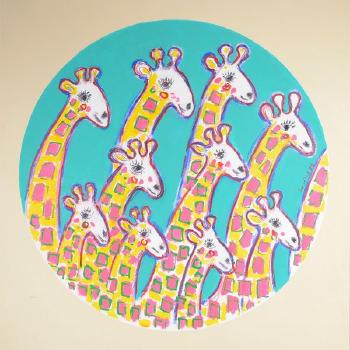 Giraffe Family by 
																			Wayne Ensrud