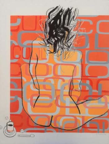 Nude (Orange background) by 
																	Frank Malerba