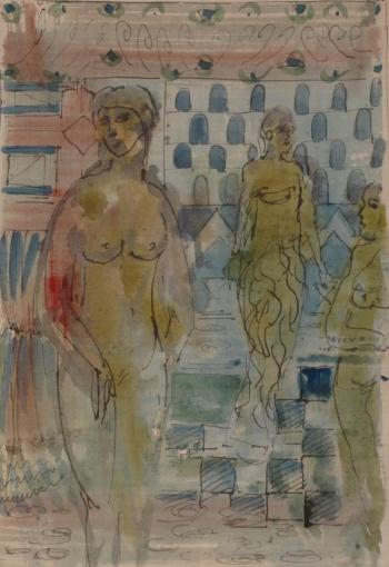 Three women on the bathouse by 
																	Adolf Zardinsh